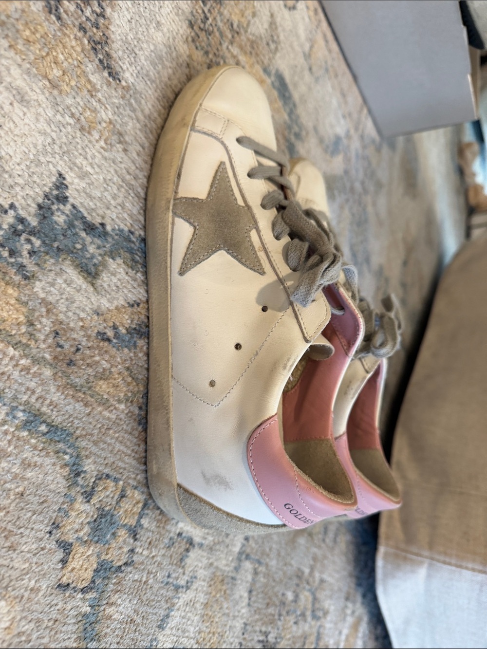 Golden Goose White & Pink Star Suede-Trim Sneakers